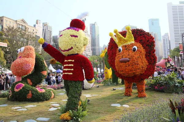 Hongkong China März 2018 Blumenschmuck Bei Der Jährlichen Blumenschau Victoria — Stockfoto