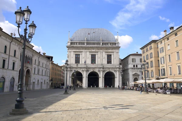 Brescia Italië Oktober 2016 Piazza Della Loggia Het Centrale Marktplein — Stockfoto