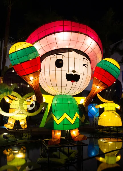 Chinese lanterns with Mexian cartoon figure — Stock Photo, Image