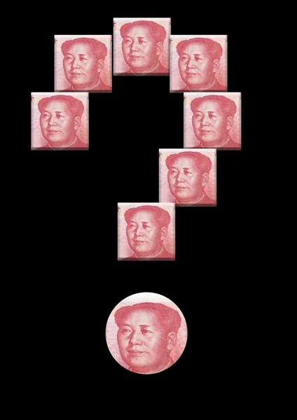 Signo de interrogación yuan chino — Foto de Stock