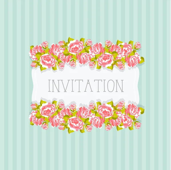 Invitación floral con rosas — Vector de stock