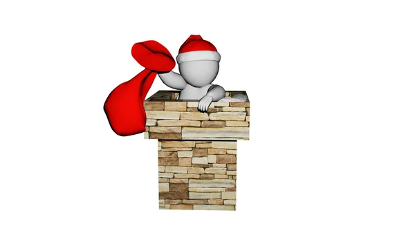 Santa Claus in chimney — Stock Photo, Image