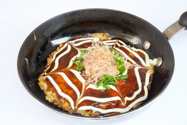 Modanyaki Okonomiyaki Japanses Pizza — Stock Photo, Image