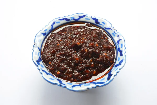 Gebratene Chilipaste, gegessen mit Gemüse — Stockfoto