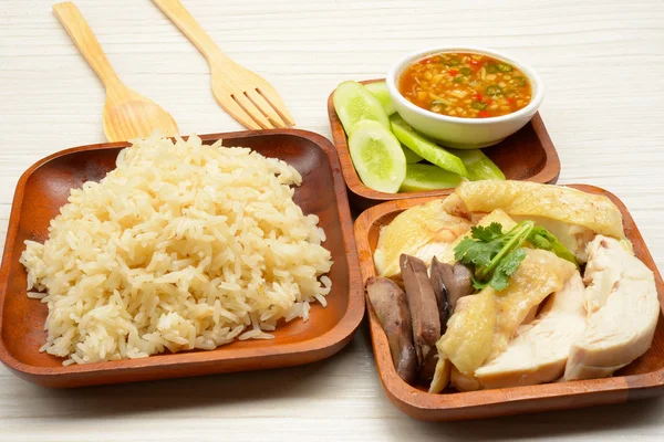 Steam Chicken with Rice — Stock Photo, Image