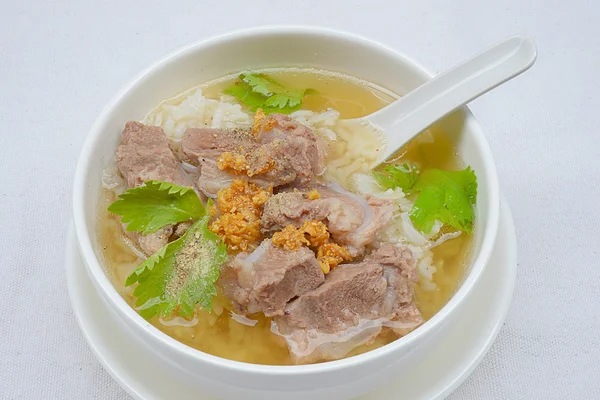 Sopa de costeletas de porco com arroz — Fotografia de Stock