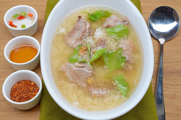 Pork ribs soup with rice — Stock Photo, Image