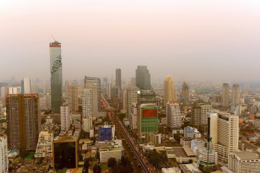 Bangkok cityscape Nehri ile üst görünümden