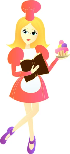 Девушка с кулинарной книгой — стоковый вектор