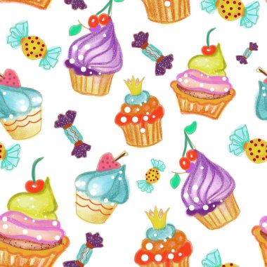 Beyaz arka plan üzerinde renkli kek şeker ile çizilmiş