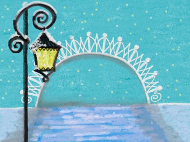 Kış geceleri renkli Köprüsü 