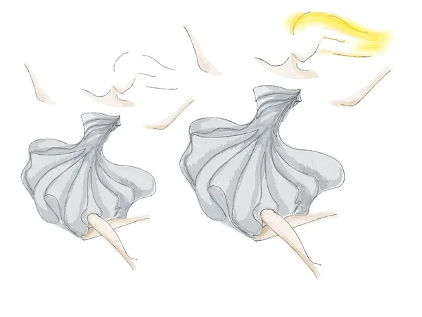Silhouette einer Dame im grauen Kleid mit Aquarell gezeichnet — Stockfoto