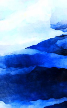 Soyut suluboya sanat eserleri. Fırça boyalı dijital resim. Renkli yaratıcı suluboya çizimi.