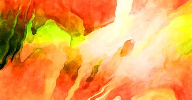 Soyut suluboya sanat eserleri. Fırça boyalı dijital resim. Renkli yaratıcı suluboya çizimi.