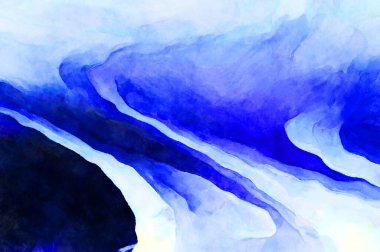 Soyut suluboya sanat eserleri. Fırça boyalı dijital resim. Renkli yaratıcı suluboya çizimi.