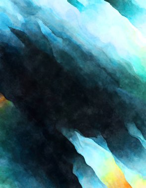 Soyut suluboya sanat eserleri. Fırça boyalı dijital resim. Renkli yaratıcı suluboya çizimi.