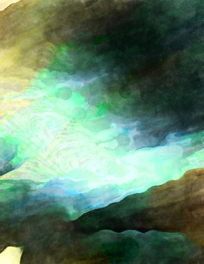 Soyut suluboya sanat eserleri. Fırça boyalı dijital resim. Renkli yaratıcı suluboya çizimi.