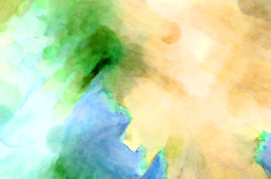 Soyut suluboya sanat eserleri. Fırça boyalı dijital resim. Renkli yaratıcı suluboya çizimi.