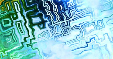 Soyut suluboya sanat eserleri. Fırça boyalı dijital resim. Renkli yaratıcı suluboya çizimi.