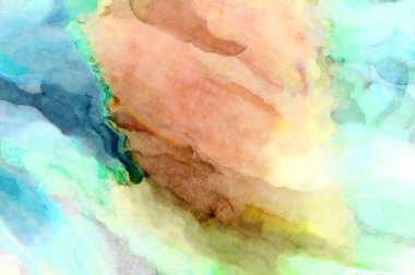 Soyut suluboya sanat eserleri. Fırça boyalı dijital resim. Renkli yaratıcı suluboya çizimi.