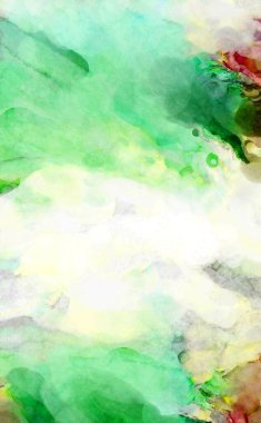 Soyut suluboya sanat eserleri. Fırça boyalı dijital resim. Renkli yaratıcı suluboya çizimi.