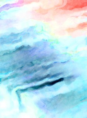 Soyut suluboya sanat eserleri. Fırça boyalı dijital resim. Renkli yaratıcı suluboya çizimi.