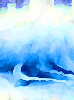 Soyut suluboya sanat eserleri. Fırça boyalı dijital resim. Renkli yaratıcı suluboya çizimi.