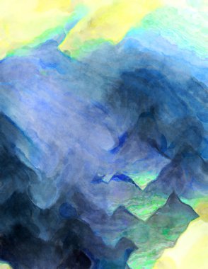 Soyut suluboya sanat eserleri. Fırça boyalı dijital resim. Renkli yaratıcı suluboya çizimi.