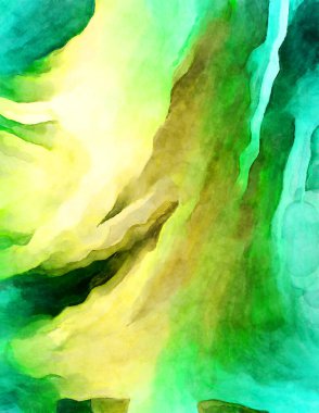 Soyut suluboya sanat eserleri. Fırça boyalı dijital resim. Renkli yaratıcı suluboya çizimi.