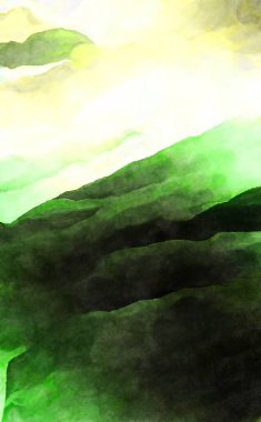 Soyut suluboya sanat eserleri. Fırça boyalı dijital resim. Renkli yaratıcı suluboya çizimi.