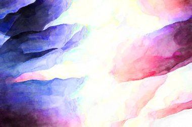 Soyut suluboya sanat eserleri. Fırça boyalı dijital resim. Renkli yaratıcı suluboya çizimi.