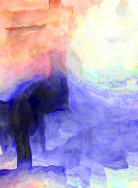 Soyut suluboya sanat eserleri. Fırça boyalı dijital resim. Renkli yaratıcı suluboya çizimi.