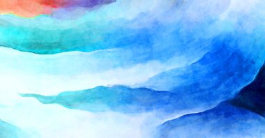 Soyut suluboya sanat eserleri. Fırça boyalı dijital resim. Renkli yaratıcı suluboya çizimi.