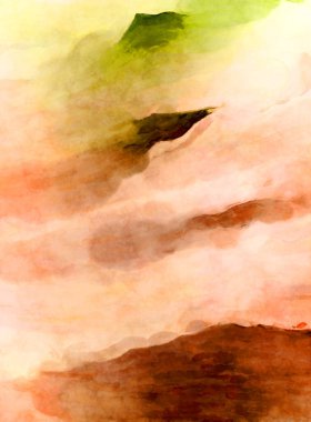 Soyut suluboya sanat eserleri. Fırça boyalı dijital resim. Renkli yaratıcı suluboya çizimi.