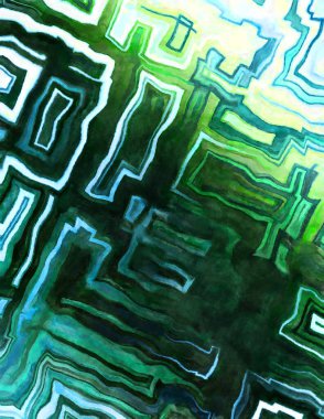 Soyut suluboya sanat eserleri. Fırça boyalı dijital resim. Renkli yaratıcı suluboya çizimi.