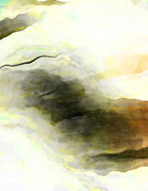 Soyut suluboya sanat eserleri. Fırça boyalı dijital resim. Renkli yaratıcı suluboya çizimi.