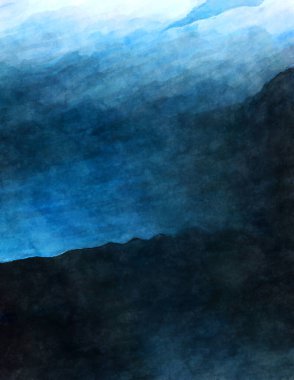 Soyut suluboya sanat eserleri. Fırça boyalı dijital resim. Renkli yaratıcı suluboya çizimi.