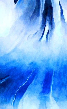 Soyut suluboya sanat eserleri. Fırça boyalı dijital resim. Renkli yaratıcı suluboya çizimi.