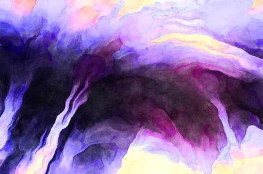 Soyut suluboya sanat eserleri. Fırça boyalı dijital resim. Renkli yaratıcı suluboya çizimi.