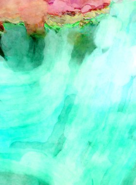 Soyut suluboya sanat eserleri. Fırça boyalı dijital resim. Renkli yaratıcı suluboya çizimi.