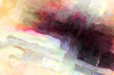 Soyut suluboya sanat eserleri. Fırça boyalı dijital resim. Renkli yaratıcı suluboya çizimi.