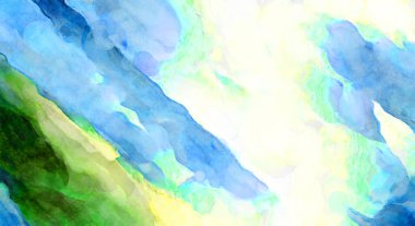 Soyut suluboya sanat eserleri. Fırça boyalı dijital resim. Renkli yaratıcı suluboya çizimi.