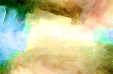 Soyut suluboya sanat eserleri. Fırça boyalı dijital resim. Renkli yaratıcı suluboya çizimi.