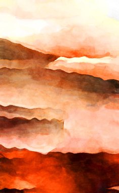 Soyut suluboya sanat eserleri. Fırça boyalı dijital resim. Renkli yaratıcı suluboya çizimi.