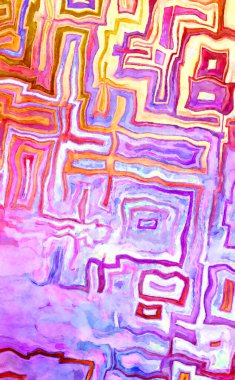 Soyut suluboya sanat eserleri. Fırça boyalı dijital resim. Renkli yaratıcı suluboya çizimi.