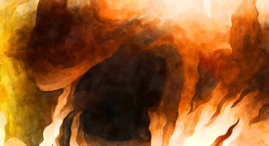 Soyut suluboya sanat eserleri. Fırça boyalı dijital resim. Renkli yaratıcı suluboya çizimi.