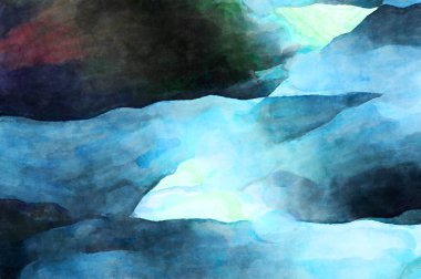 Soyut suluboya sanat eserleri. Fırça boyalı dijital resim. Renkli yaratıcı suluboya çizimi.