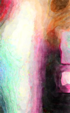 Soyut suluboya sanat eserleri. Fırça boyalı dijital resim. Renkli yaratıcı suluboya çizimi.