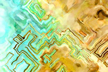 Soyut suluboya sanat eserleri. Fırça boyalı dijital resim. Renkli yaratıcı suluboya çizimi.