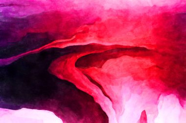 Soyut suluboya sanat eserleri. Fırça boyalı dijital resim. Renkli yaratıcı suluboya çizimi.